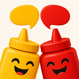 Mustard Ketchup app icon — a mustard and a ketchup bottle